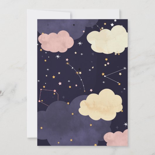 Over het Baby shower van het moonslapende olifante Kaart (Achterkant)