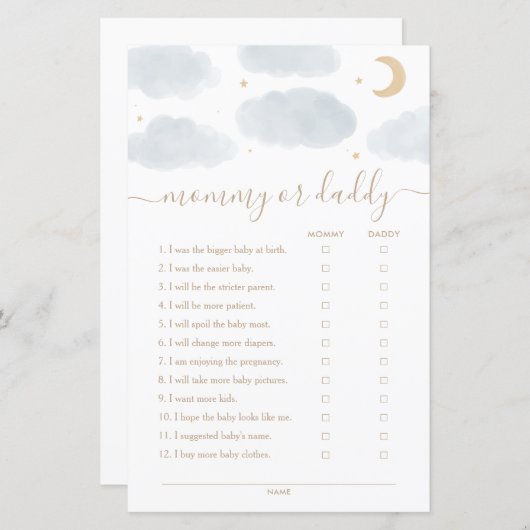 Over het Baby shower van mama of papa (Voorkant / Achterkant)