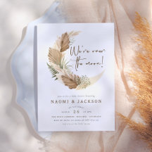 Over het Baby shower van Moon Boho Pampas Couples