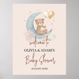 Over het Baby shower Welkomstteken van Moon Teddy  Poster