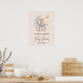 Over het Baby shower Welkomstteken van Moon Teddy  Poster (Keuken)
