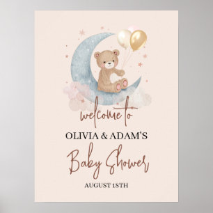 Over het Baby shower Welkomstteken van Moon Teddy  Poster