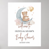 Over het Baby shower Welkomstteken van Moon Teddy  Poster (Voorkant)