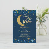 Over het Blue Baby shower van de Moon Navy Kaart (Staand voorkant)