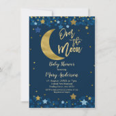 Over het Blue Baby shower van de Moon Navy Kaart (Voorkant)