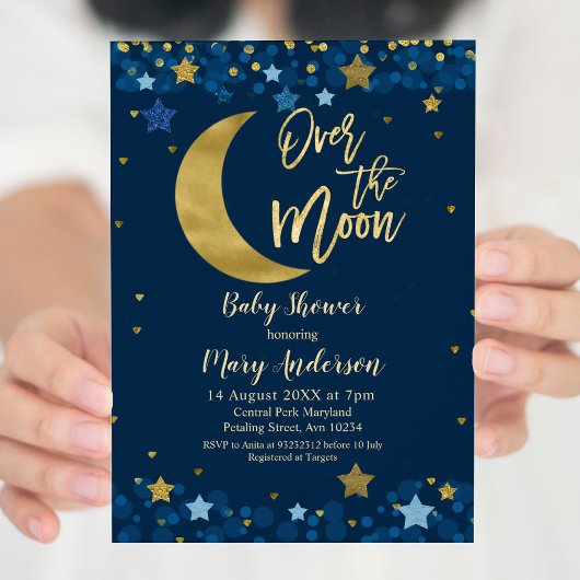 Over het Blue Baby shower van de Moon Navy Kaart