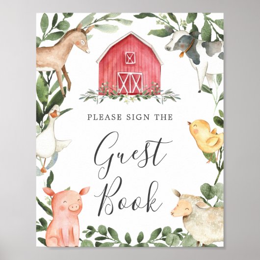 Over het Boerderij Baby shower Guestbook Poster (Voorkant)