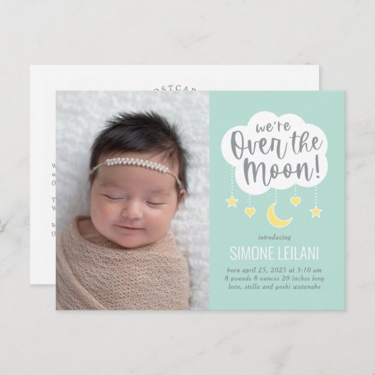 Over het Briefkaart van de aankondiging van de geb (Voorkant / Achterkant)