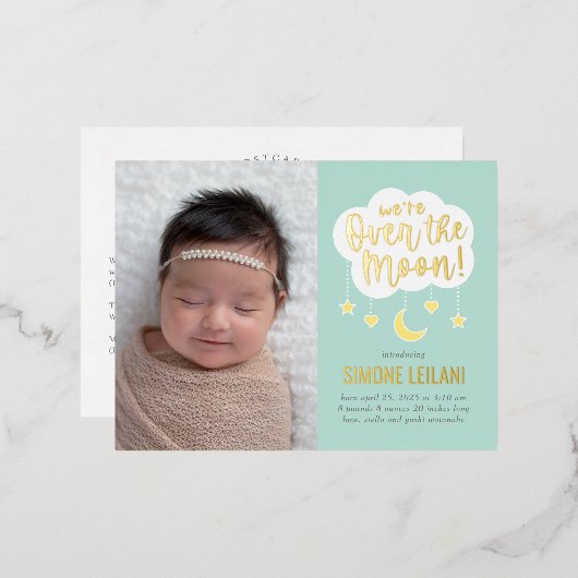 Over het Briefkaart van de aankondiging van de geb (Voorkant / Achterkant)