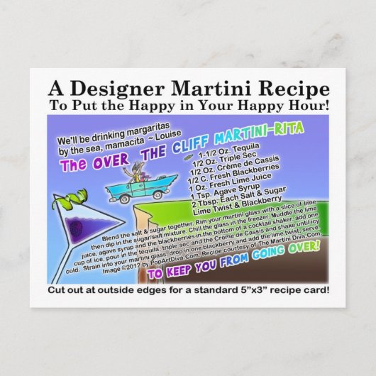 Over het Cliff Margarita Martini Recipe Briefkaart (Voorkant)