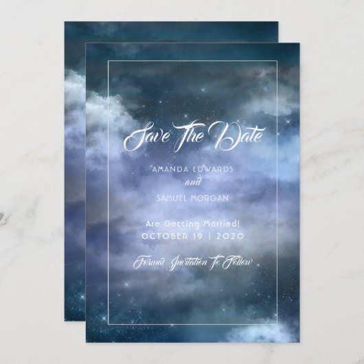 Over het Cloud Nine Wedding Save The Date (Voorkant / Achterkant)