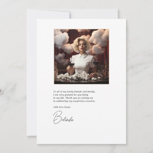 Over het Cloud Wine Vrijgezellenfeest Bedankkaart (Achterkant)