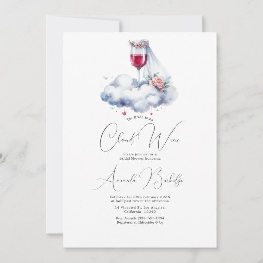 Over het Cloud Wine Vrijgezellenfeest Kaart (Voorkant)