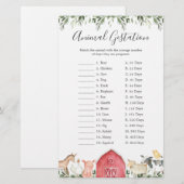 over het dierenspel bij het Baby shower van de Boe (Voorkant / Achterkant)