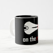 Over het fietsen van de rivet tweekleurige koffiemok (Voorkant links)