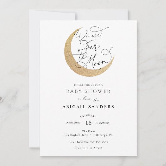 Over het Gold Glittery Moon Baby shower Kaart (Voorkant)