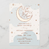 Over het Gold Moon Blue Baby shower Folie Uitnodiging (Voorkant)