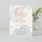 Over het Gold Moon Blue Baby shower Folie Uitnodiging (Staand Voorkant)