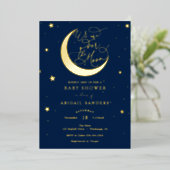 Over het Gold Moon Blue Baby shower Folie Uitnodiging (Staand Voorkant)