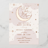 Over het Gold Moon Roze Baby shower Folie Uitnodiging (Voorkant)