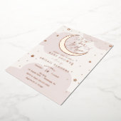 Over het Gold Moon Roze Baby shower Folie Uitnodiging (Gedraaid)