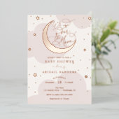 Over het Gold Moon Roze Baby shower Folie Uitnodiging (Staand Voorkant)