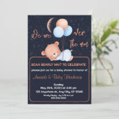 Over het groene Baby shower van de Moon Teddy Bear Kaart (Staand voorkant)