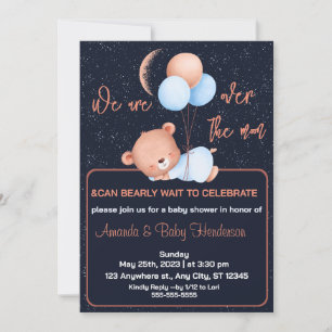 Over het groene Baby shower van de Moon Teddy Bear Kaart