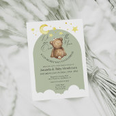 Over het groene Baby shower van de Moon Teddy Bear Kaart