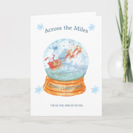 Over het hele Wereldbol van Miles Snow Santa Sleig Feestdagen Kaart
