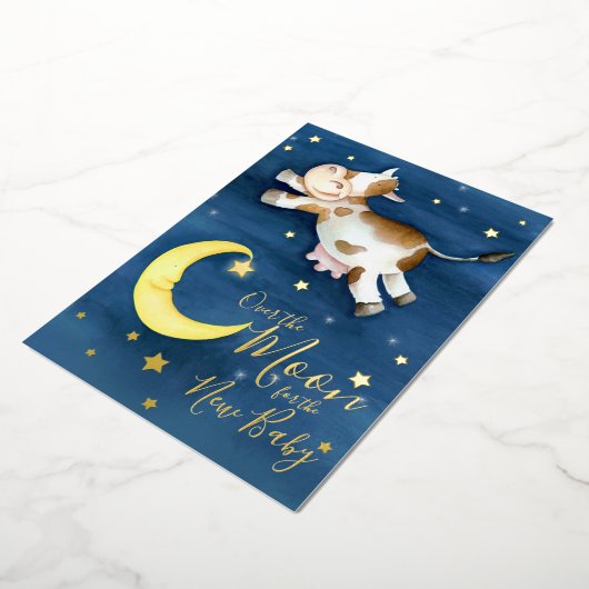 Over het koe springen baby shower folie uitnodiging (Gedraaid)