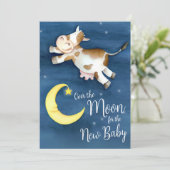 Over het koe springen baby shower kaart (Staand voorkant)