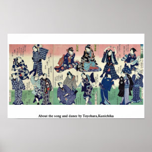 Over het lied en de dans van Toyohara, Kunichika Poster
