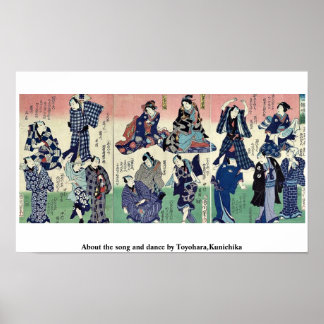 Over het lied en de dans van Toyohara, Kunichika Poster