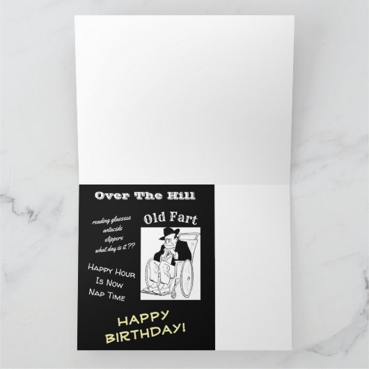 Over het Man van de heuvel in Wheelstoel Old Fart Kaart (Binnen)