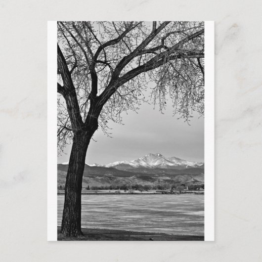 Over het meer in zwart-wit briefkaart (Voorkant)