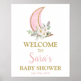 Over het Mon Baby shower Girl Welkomstteken Poster