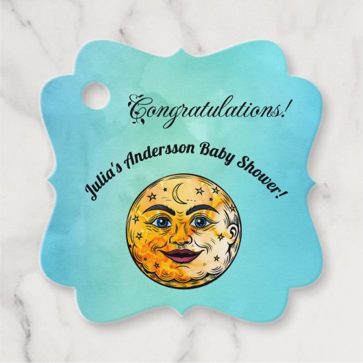 Over het Moon Baby shower Bedankjes Labels (Voorkant)