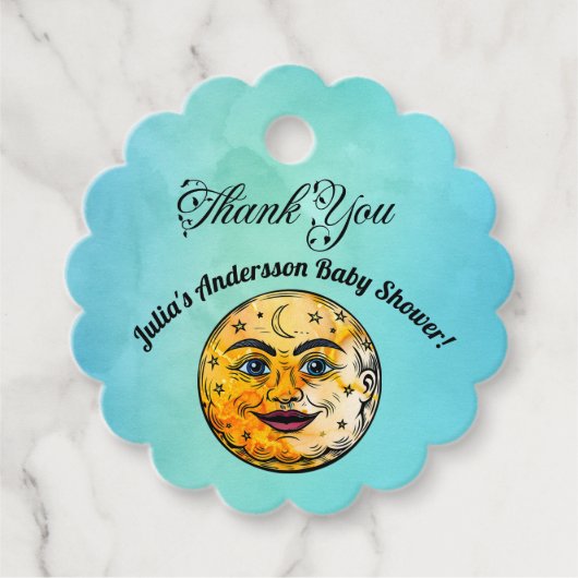 Over het Moon Baby shower Bedankjes Labels (Voorkant)