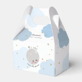 Over het Moon Baby shower Blue Cute Gold Kawaii Bedankdoosjes (Achterkant)