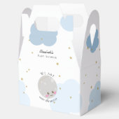 Over het Moon Baby shower Blue Cute Gold Kawaii Bedankdoosjes (Geopend)