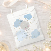 Over het Moon Baby shower Blue Cute Gold Kawaii Bedankzakje (Geknipt)