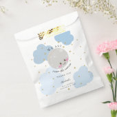 Over het Moon Baby shower Blue Cute Gold Kawaii Bedankzakje (Gezegeld)