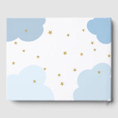 Over het Moon Baby shower Blue Cute Gold Kawaii Gastenboek (Achterkant)