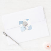 Over het Moon Baby shower Blue Cute Gold Kawaii Vierkante Sticker (Envelop)