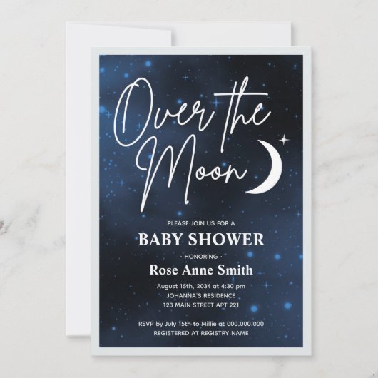 Over het Moon Baby shower Celestial Kaart (Voorkant)
