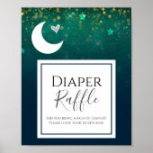 Over het Moon Baby shower Diaper Raffle Party Sign Poster (Voorkant)