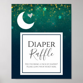 Over het Moon Baby shower Diaper Raffle Party Sign Poster