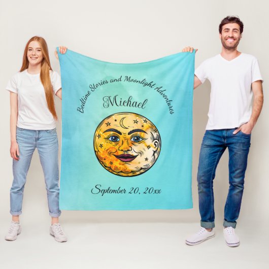 Over het Moon Baby shower Fleece Deken (In situ)