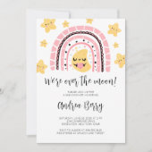 Over het Moon Baby shower Girl Kaart (Voorkant)